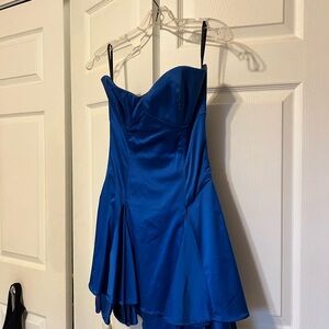 Bebe Blue Silk Strapless Dress